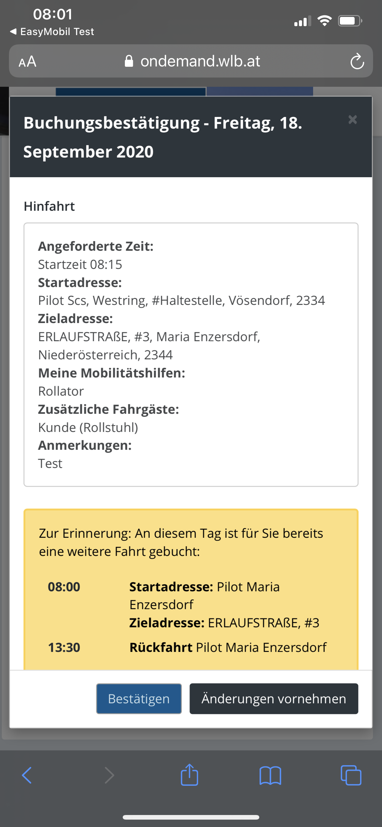 Buchungsbestätigung