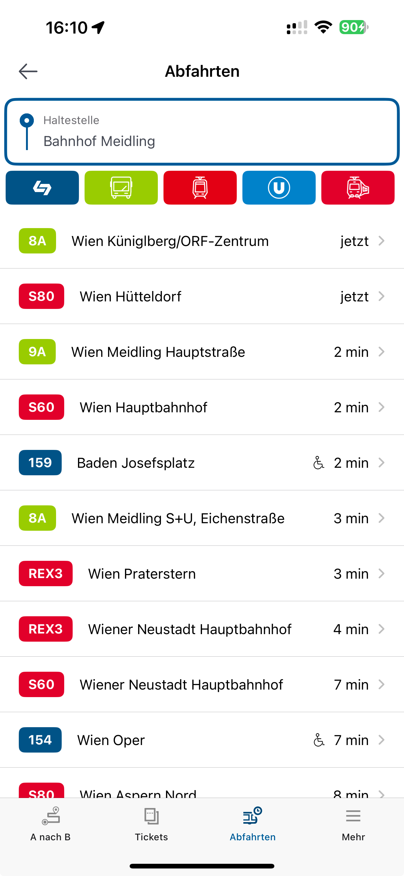 Neue Darstellung des Abfahrsmonitors
